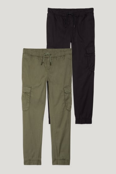 Garçons - Lot de 2 - pantalons chaud style cargo - kaki