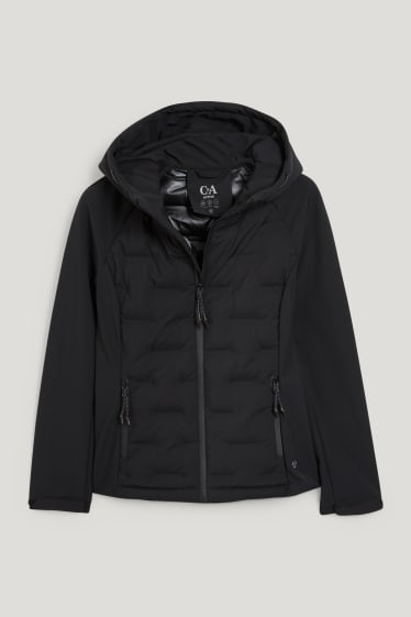 Femmes - Veste à coquille souple à capuche - noir