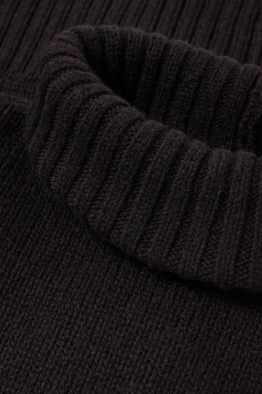 Damen - Rollkragenpullover - Woll-Mix - schwarz