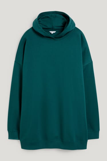 Femmes grandes tailles - CLOCKHOUSE - robe en molleton à capuche - vert foncé
