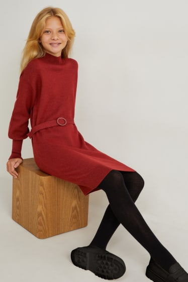 Kids Girls - Strickkleid - dunkelrot