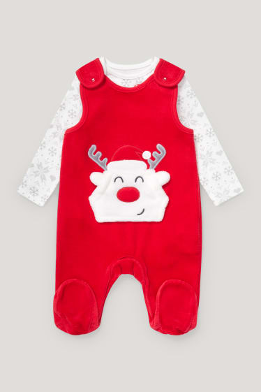 Baby Boys - Weihnachts-Strampler-Set - 2 teilig - rot