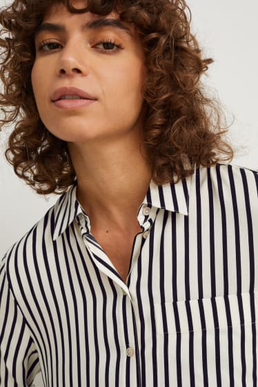 Damen - Bluse - gestreift - cremeweiß