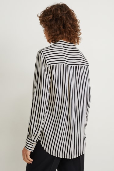 Damen - Bluse - gestreift - cremeweiß