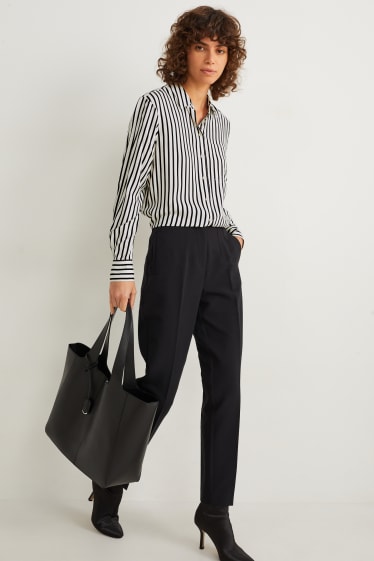 Damen - Bluse - gestreift - cremeweiß