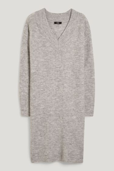 Damen - Strickkleid - hellgrau-melange