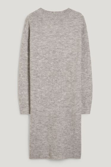 Damen - Strickkleid - hellgrau-melange