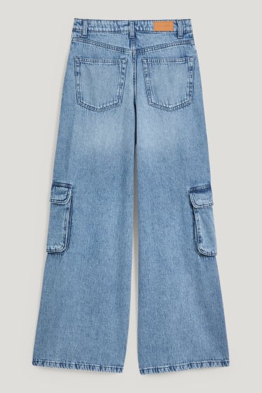 Clockhouse Girls - CLOCKHOUSE - wide leg jeans - high waist - denim-blue