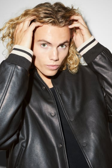 Clockhouse Boys - Collegejack - imitatieleer - zwart