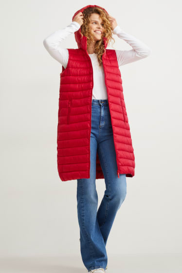 Dames - Lange bodywarmer - rood