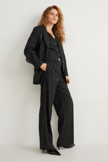 Dames - Oversized blazer - krijtstrepen - zwart / wit