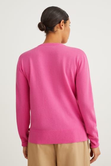 Femmes - Pullover basique - mélange de laine contenant du cachemire - rose