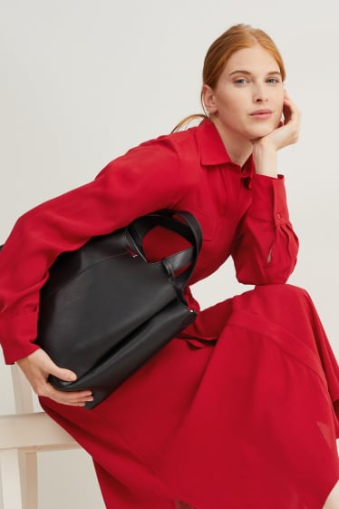 Femmes - Robe-chemisier en viscose - rouge foncé