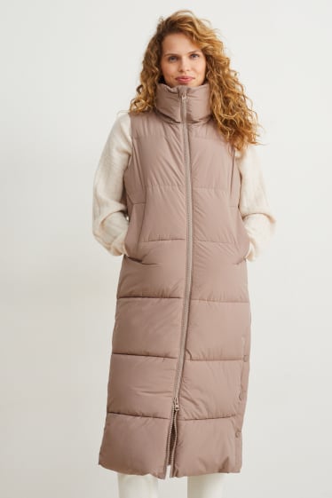 Mujer - Chaleco acolchado largo - beis