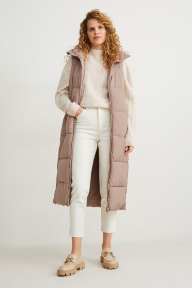 Mujer - Chaleco acolchado largo - beis