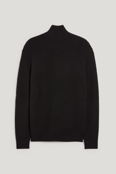 Herren - Pullover mit Kaschmir-Anteil - Woll-Mix - schwarz