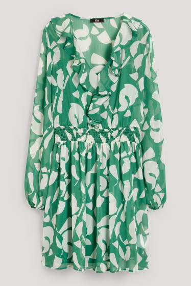 Damen - Chiffon-Kleid - gemustert - grün