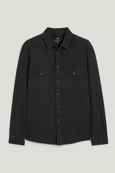 Herren - Jeanshemd - Regular Fit - Kent - schwarz