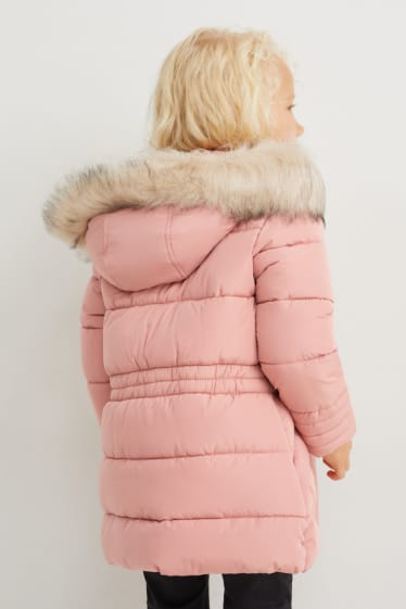 Toddler Girls - Steppjacke mit Kapuze und Kunstfellbesatz - rosa