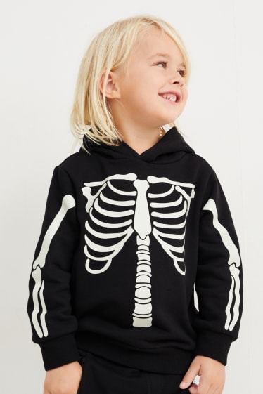 Toddler Boys - Set - Halloween-Hoodie- und Handschuhe - Glow in the dark - schwarz