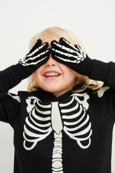 Toddler Boys - Set - Halloween-Hoodie- und Handschuhe - Glow in the dark - schwarz