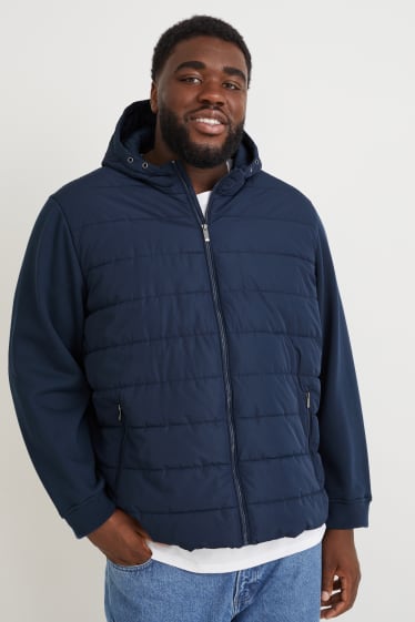 Men XL - Quilted jacket with hood - dark blue