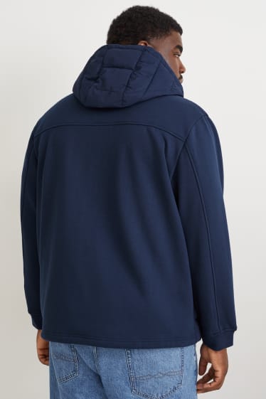 Heren XL - Gewatteerde jas met capuchon - donkerblauw