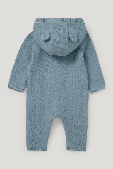 Baby Boys - Baby-Strick-Overall - Zopfmuster - blau