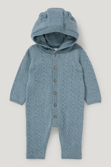 Baby Boys - Baby-Strick-Overall - Zopfmuster - blau