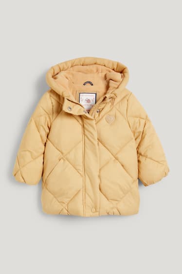 Baby Girls - Baby quilted jacket with hood - yellow
