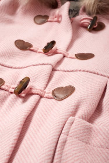 Toddler Girls - Mantel mit Kapuze und Kunstfellbesatz - rosa