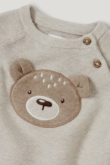 Baby Boys - Baby-Strick-Outfit - 2 teilig - hellbeige