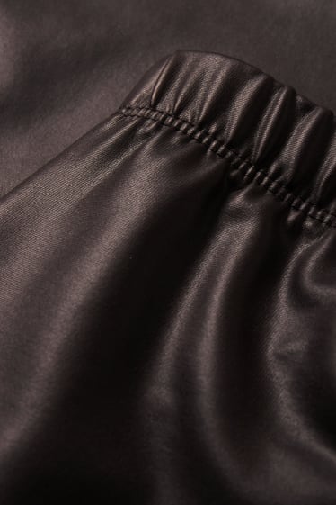 Women - Leggings - faux leather - dark brown