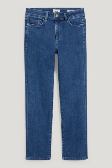 Women - Straight jeans - high waist - denim-blue
