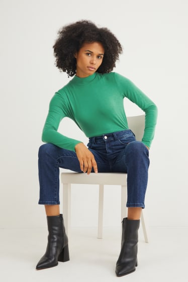 Dames - Shirt met rolkraagje - groen