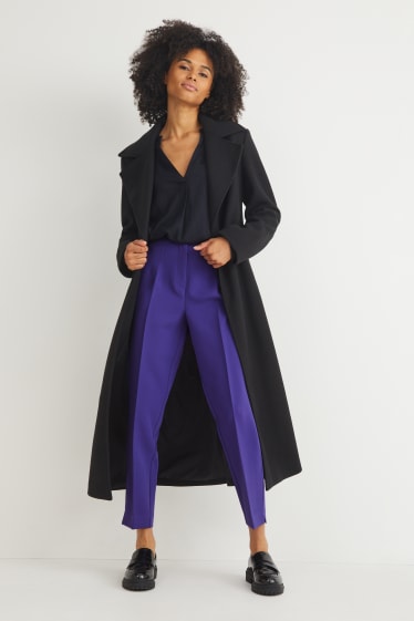 Dames - Pantalon - high waist - tapered fit - paars