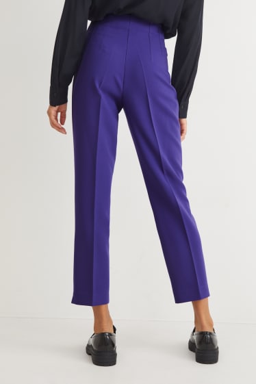 Dames - Pantalon - high waist - tapered fit - paars