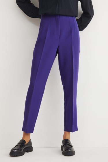 Dames - Pantalon - high waist - tapered fit - paars