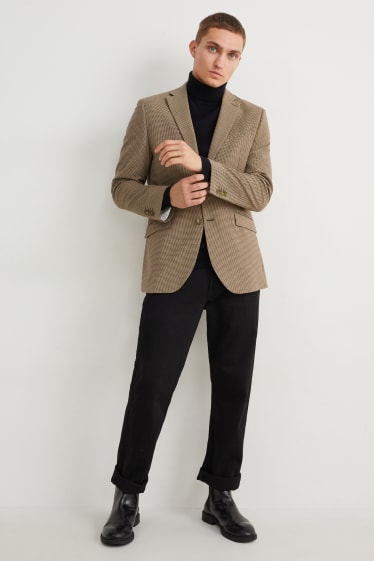 Herren - Sakko - Slim Fit - Flex - 4 Way Stretch - LYCRA® - kariert - beige