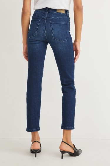Women - Straight jeans - high waist - denim-blue