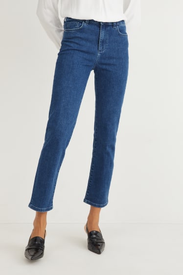 Women - Straight jeans - high waist - denim-blue