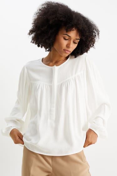 Damen - Bluse - schneeweiß
