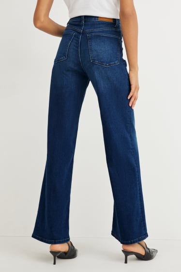 Dames - Wide leg jeans - high waist - jeansblauw