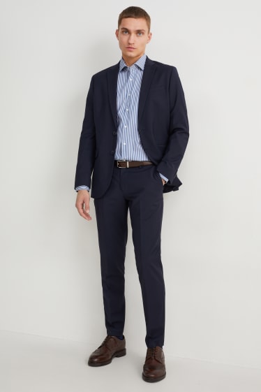 Herren - Businesshemd - Slim Fit - Cutaway - bügelleicht - dunkelblau / weiß