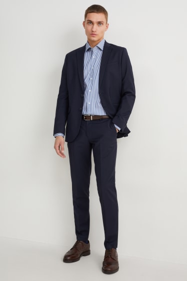 Men - Business shirt - slim fit - cutaway collar - easy-iron - dark blue / white