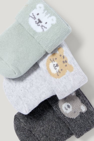 Baby Boys - Multipack 3er - Tiere - Erstlings-Socken mit Motiv - mintgrün
