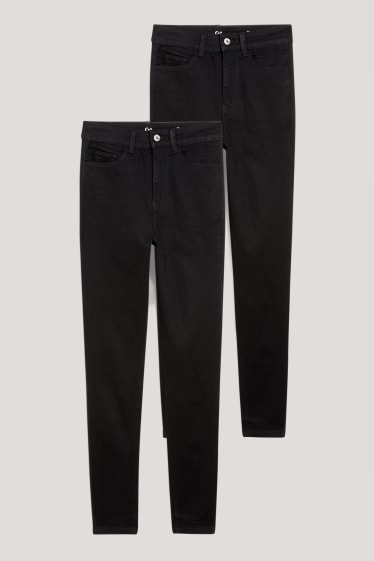 Dames - Set van 2 - jegging jeans - high waist - zwart