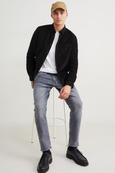 Herren - Cordhemd - Regular Fit - Button-down - schwarz