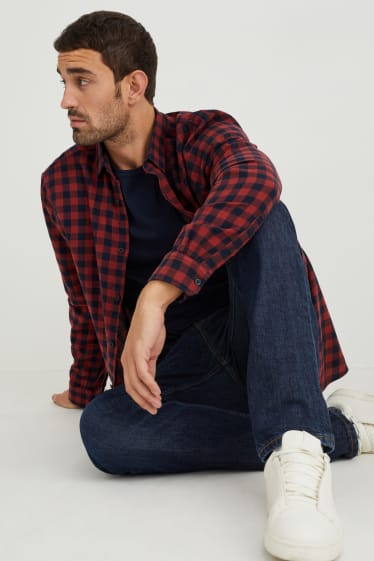 Herren - Flanellhemd - Regular Fit - Kent - kariert - dunkelrot