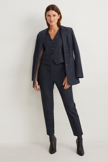 Dames - Blazer van spijkerstof - relaxed fit - jeansdonkerblauw